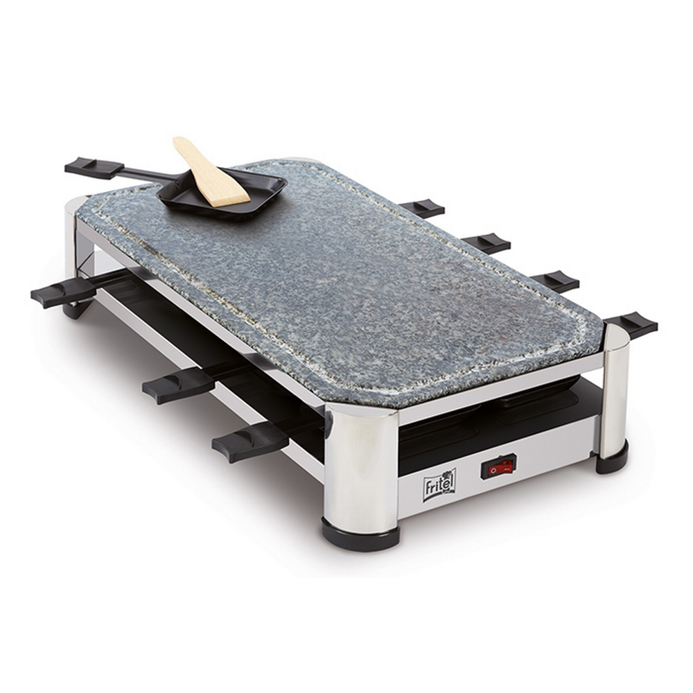 Fritel Stone Raclette Grill með náttúru stein og 8 pönnum, hvítt - image 6 [588204cfd9]