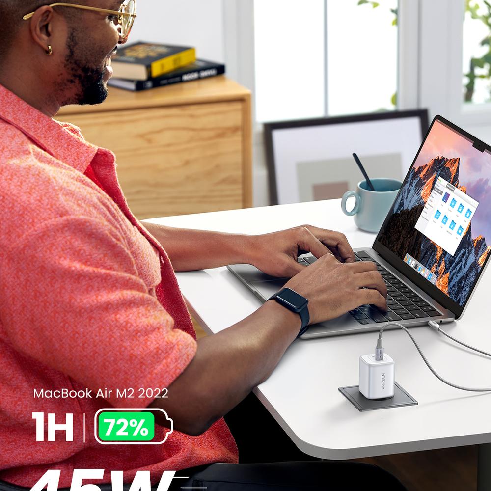45W UGREEN Nexode Mini 2x USB-C PD QC hleðslutæki, hvítt - image 10 [432c02f85a]