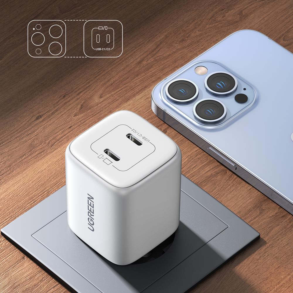 45W UGREEN Nexode Mini 2x USB-C PD QC hleðslutæki, hvítt - image 16 [5787b3e87c]