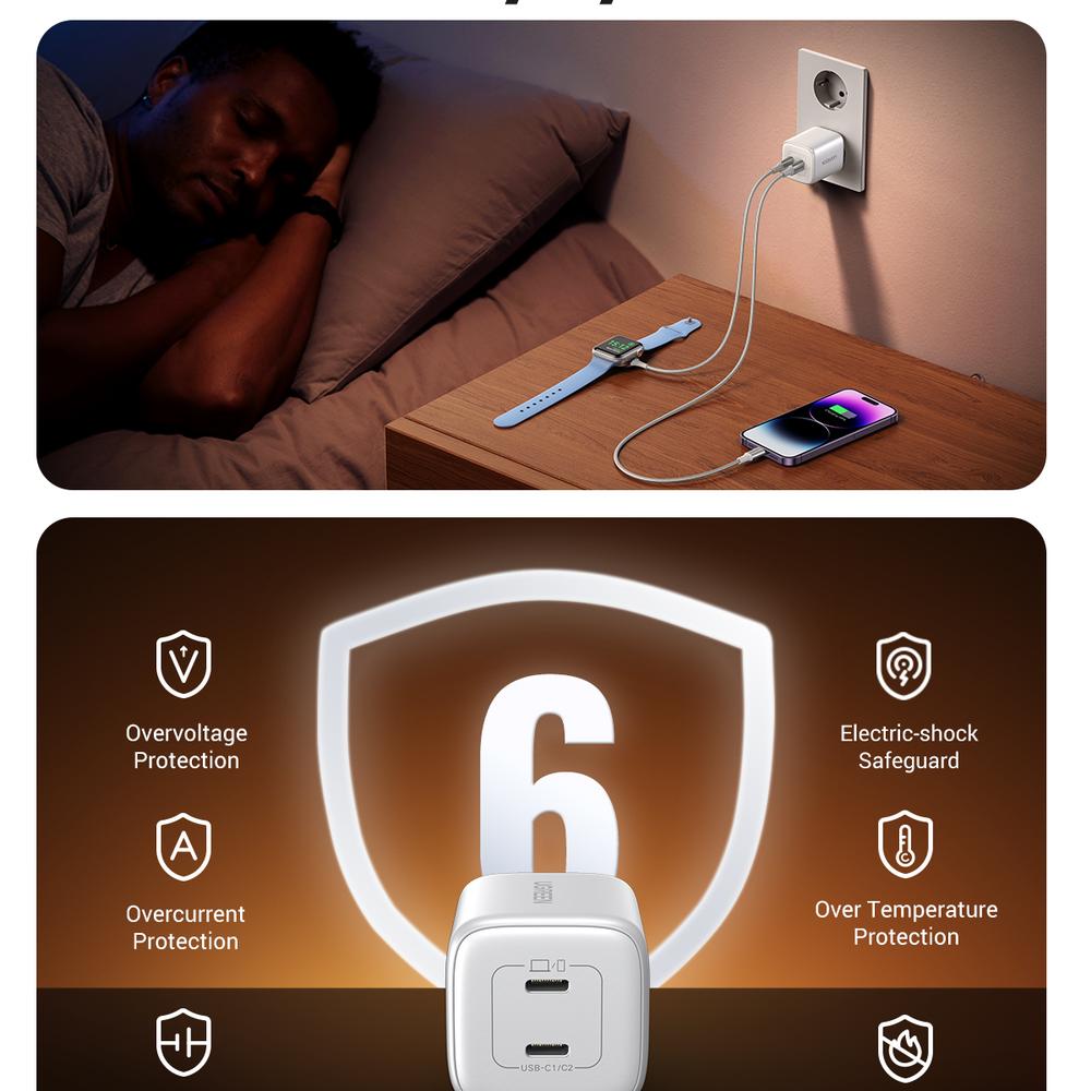 45W UGREEN Nexode Mini 2x USB-C PD QC hleðslutæki, hvítt - image 20 [e76675aa40]