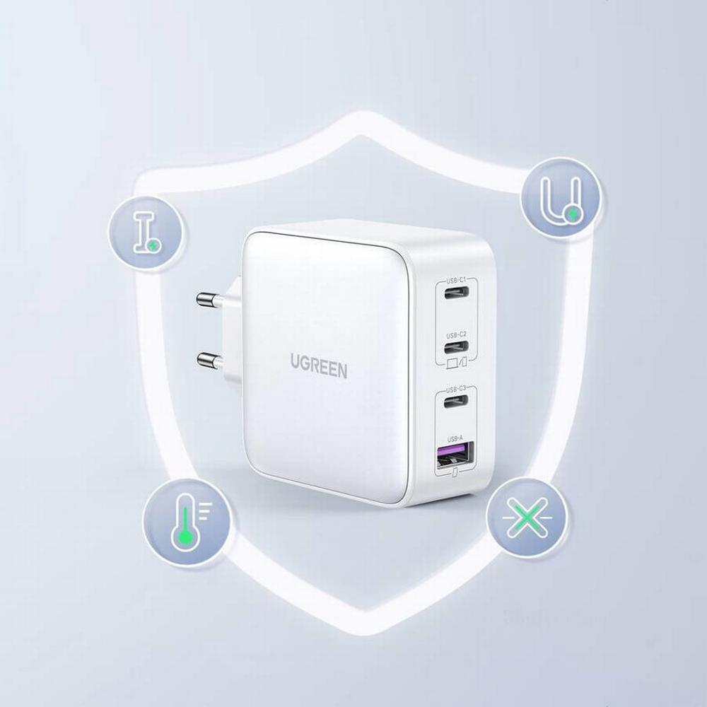 100W UGREEN Nexode 3x USB-C, 1x USB-A PPS PD QC GaN hleðslutæki, hvítt - image 12 [120ab605da]