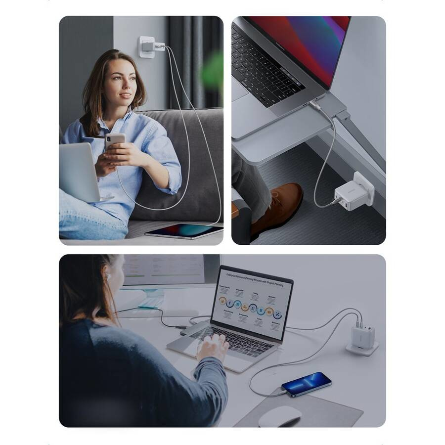 100W UGREEN Nexode 3x USB-C, 1x USB-A PPS PD QC GaN hleðslutæki, hvítt - image 13 [7bed1d5836]