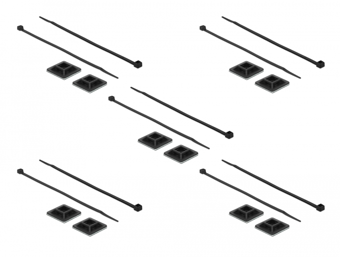 Delock Zip-Tie og festingar með lími, 10stk, svart - image 2 [4f01767114]