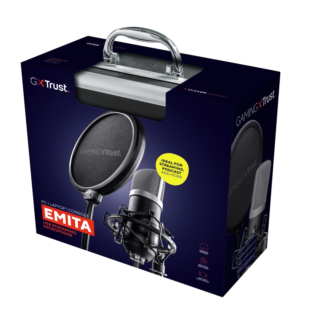 Trust EMITA Streaming USB hljóðnemi á standi, svartur - image 15 [24077f3d1e]