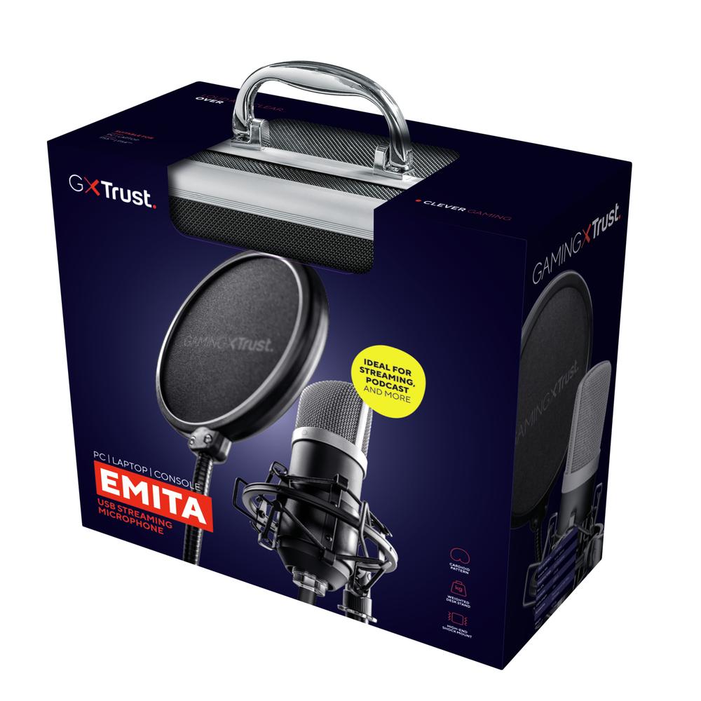 Trust EMITA Streaming USB hljóðnemi á standi, svartur - image 19 [76aa623c1a]