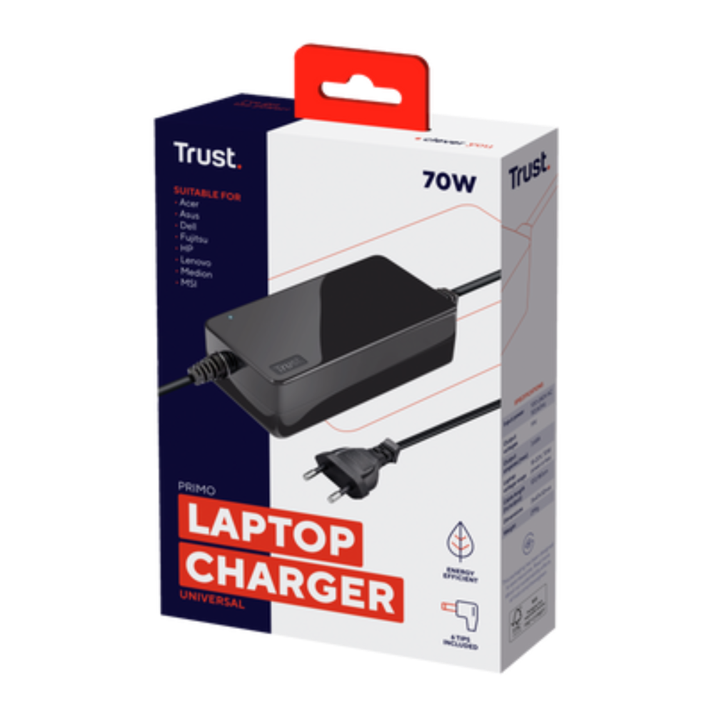 70W Trust Primo Universal hleðslutæki fyrir fartölvur, 6 hausar fylgja, svartur - image 4 [003de3c5c1]