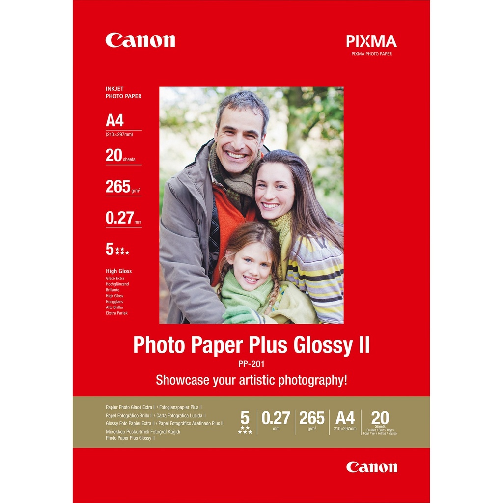 Canon PP-201, A4 Glossy ljósmyndapappír, 260g, 20 arkir - image 3 [b80df7bec9]
