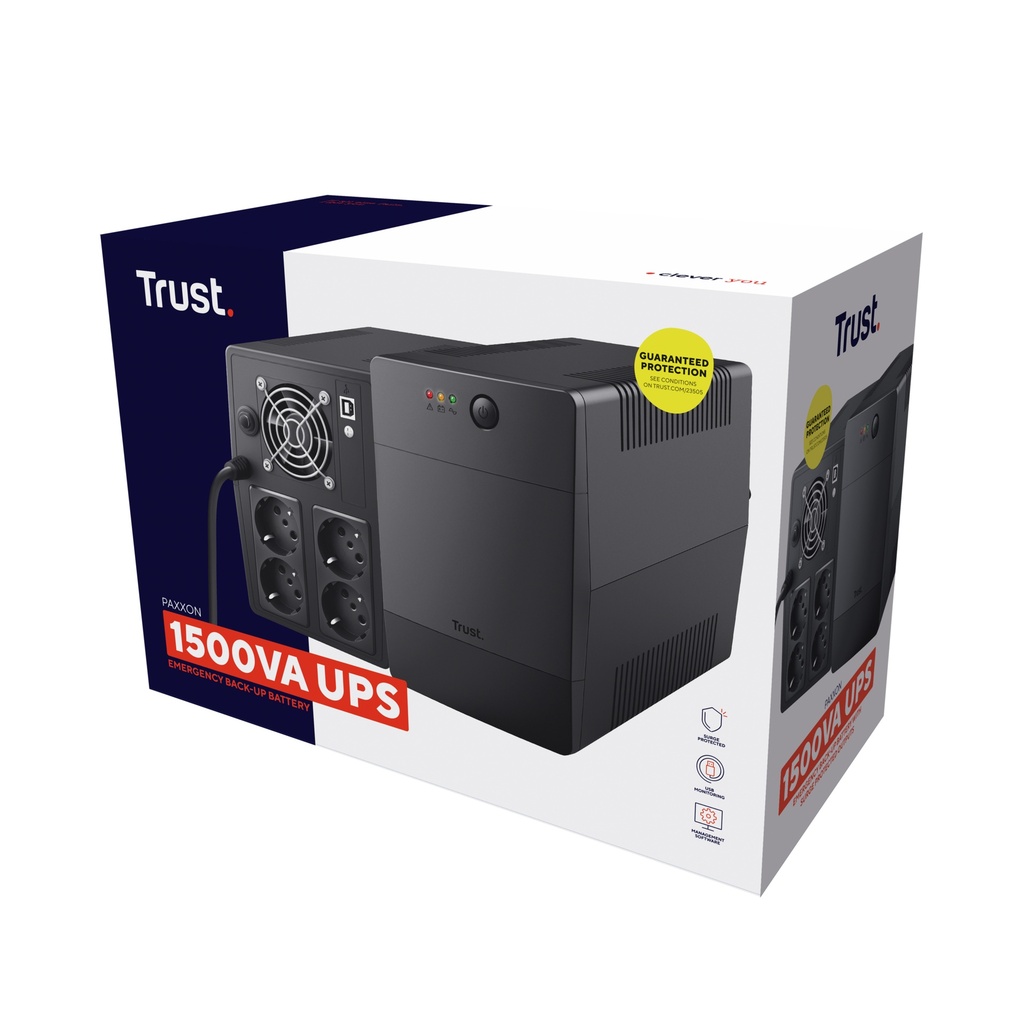 Trust Paxxon 1500VA UPS varaaflgjafi með 4 innstungum - image 9 [2a3fa92ef3]