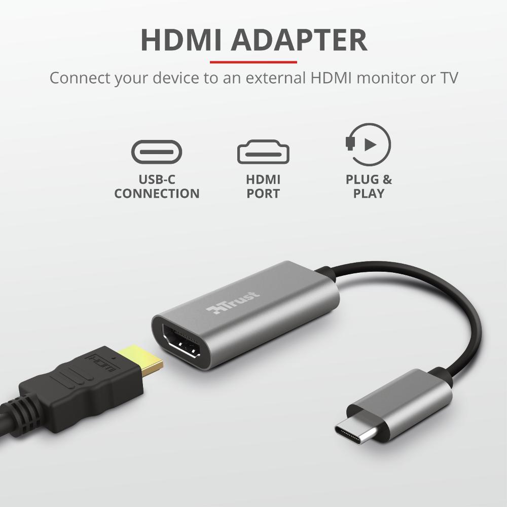 Trust USB-C í HDMI 2.0 4K 60Hz, hann/hún, 20cm - image 4 [3a83af5424]