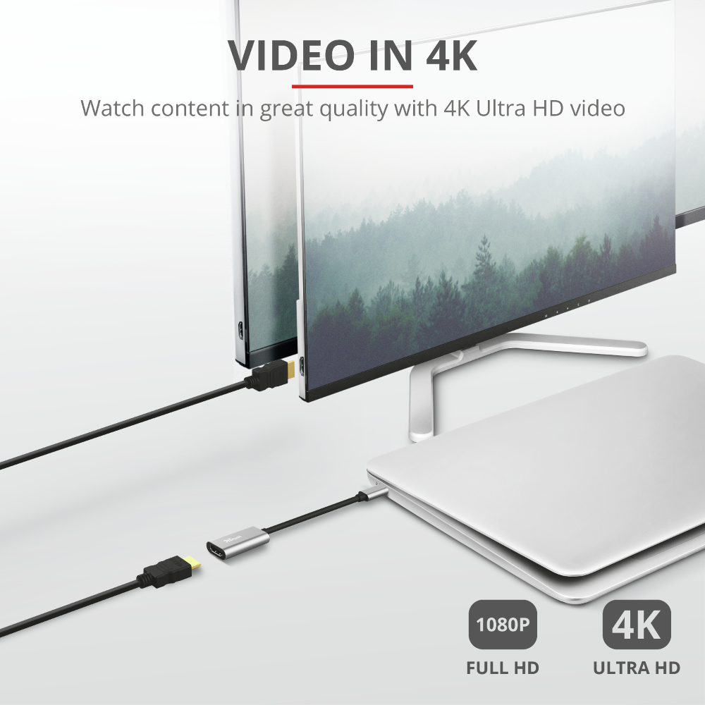 Trust USB-C í HDMI 2.0 4K 60Hz, hann/hún, 20cm - image 5 [d88707e812]