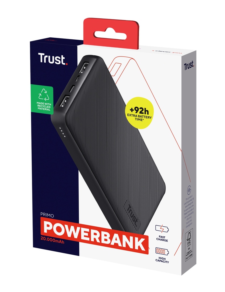 Trust Primo 20.000mAh 15W USB-C ferðarafhlaða ECO, svört - image 11 [0d893308b6]