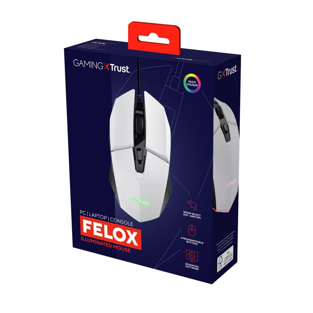 Trust GXT 109 Felox Optical leikjamús, hvít - image 12 [c790a3e0fc]
