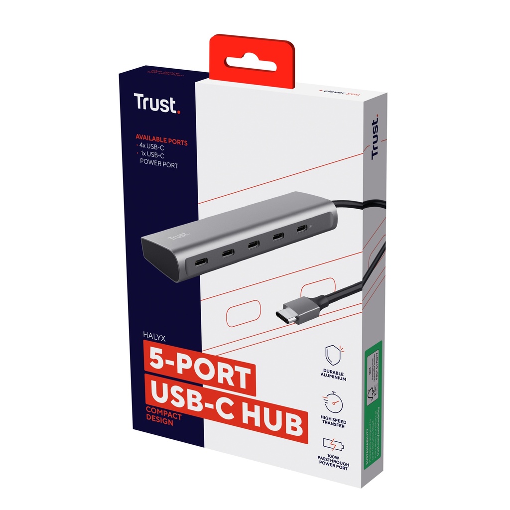 Trust Halyx USB-C í 5x USB-C 3.2 HUB, silfur - image 13 [2c2a8c883a]