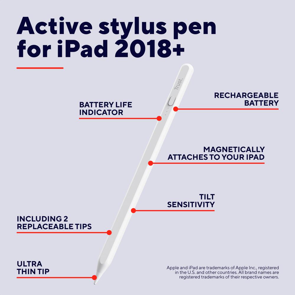 Trust Kyna Active Stylus penni fyrir spjaldtölvur, hvítur - image 20 [72fd4f32f2]