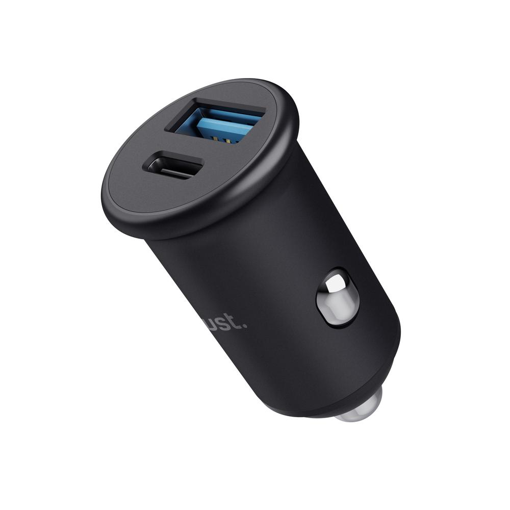 38W Trust Maxo Low-Profile 1x USB-C, 1x USB-A PD hleðslutæki í bíl, svart - image 4 [6663acf199]