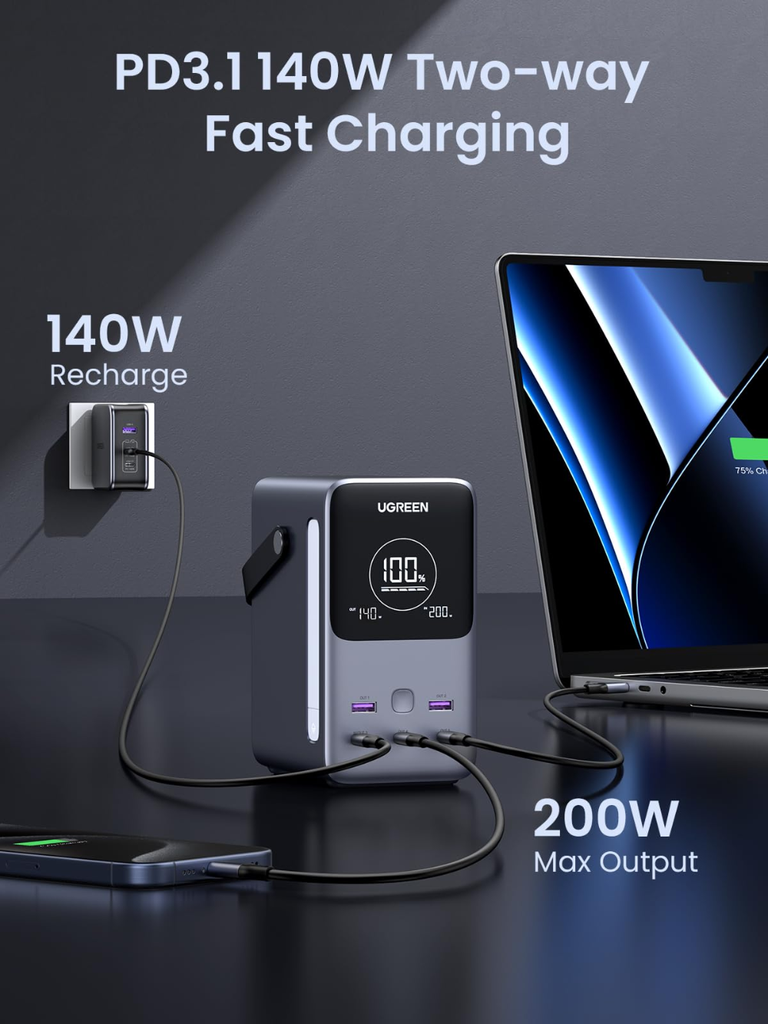 UGREEN 48.000mAh PD 300W ferðarafhlaða með innb. Lampa - image 12 [354f360967]