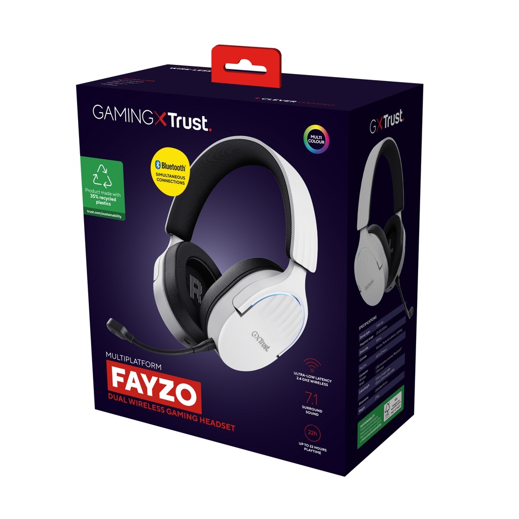 Trust GXT 491 Fayzo 7.1 þráðlaus leikjaheyrnartól fyrir PS5, PC og Switch, hvít - image 15 [3e3db2bebc]