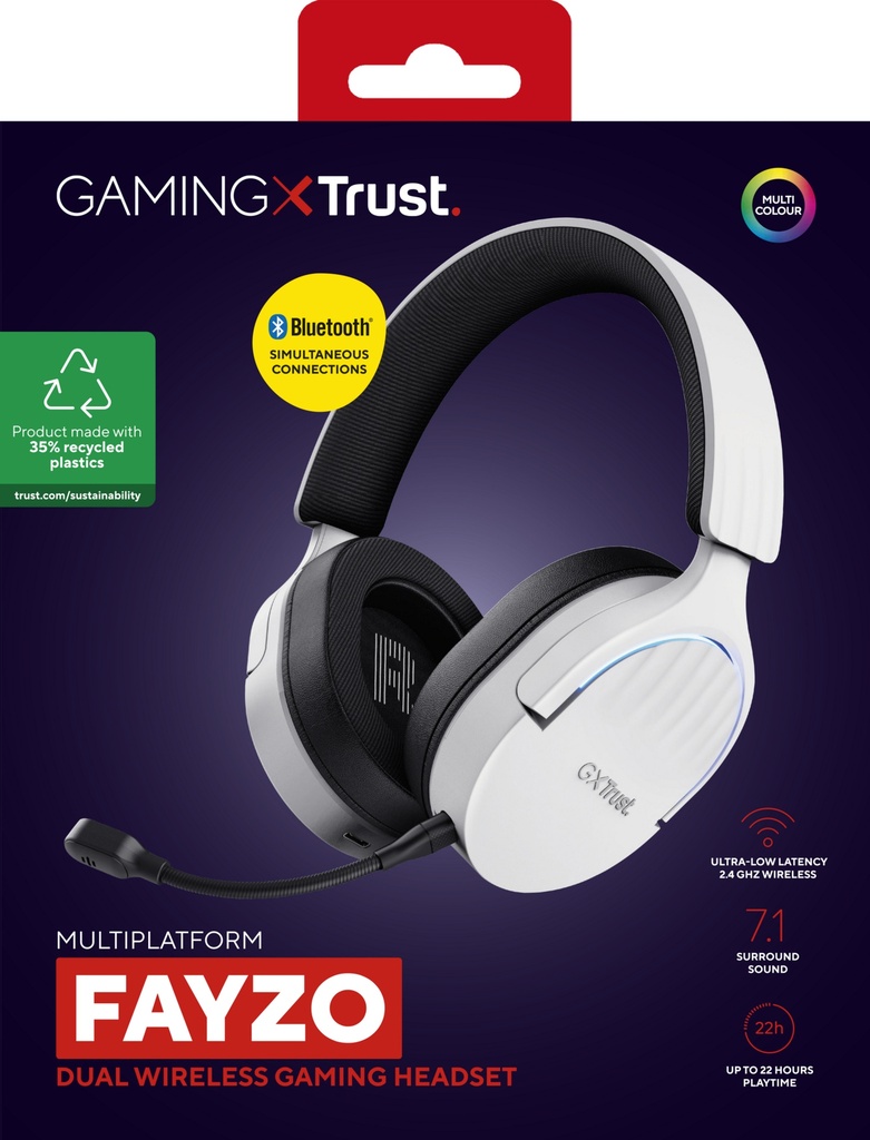 Trust GXT 491 Fayzo 7.1 þráðlaus leikjaheyrnartól fyrir PS5, PC og Switch, hvít - image 17 [6fde573b51]