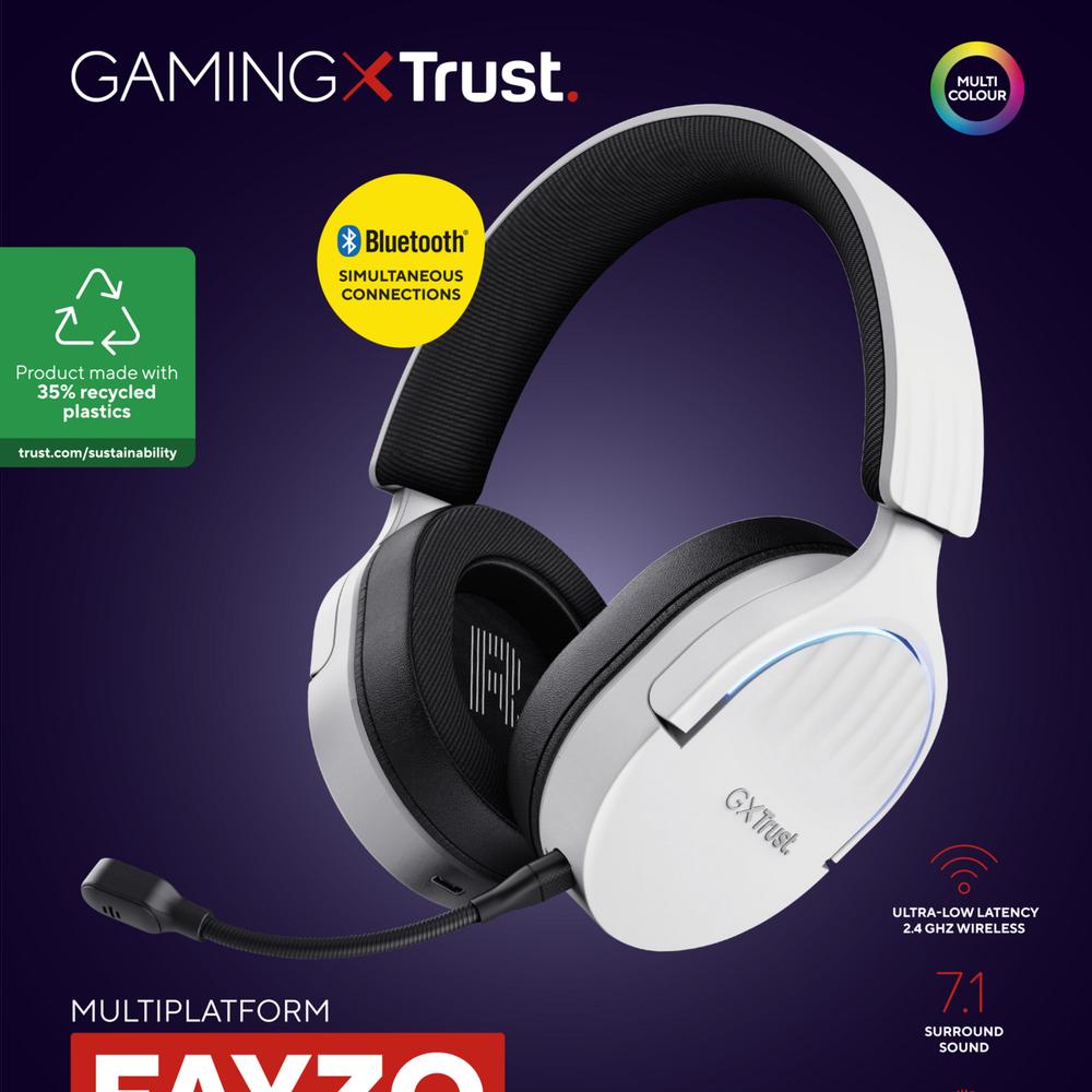 Trust GXT 491 Fayzo 7.1 þráðlaus leikjaheyrnartól fyrir PS5, PC og Switch, hvít - image 18 [ef9d1a9310]