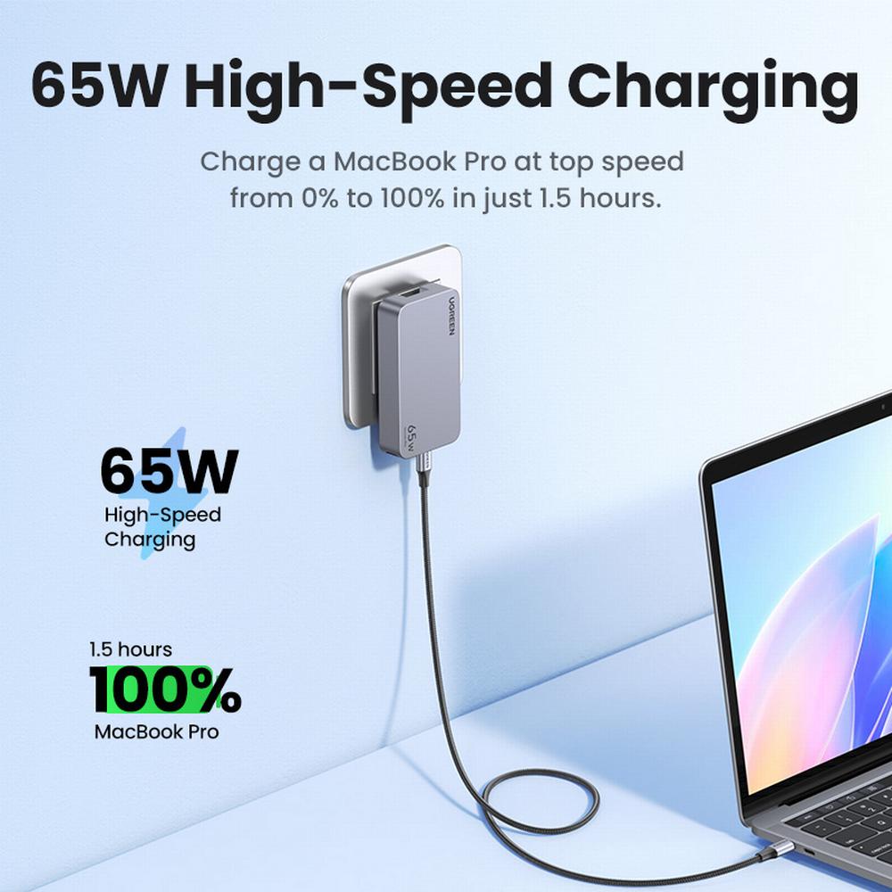 65W UGREEN Nexode Pro 2x USB-C, 1x USB-A PD GaN hleðslutæki - image 10 [d54e503b00]