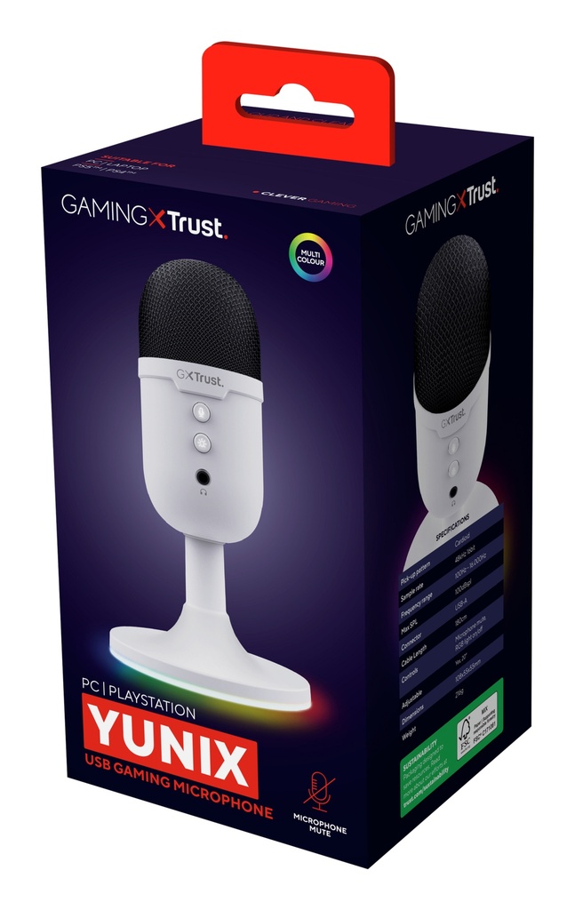 Trust GXT 234 Yunix USB hljóðnemi á standi, hvítur - image 11 [cdf19be196]