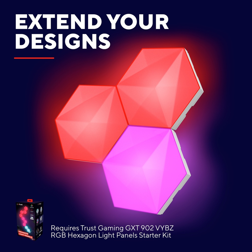 Trust GXT 903 Vybz RGBIC Hexagon Extension snjallpanelar, 3 í pakka - image 11 [8e246ba66b]