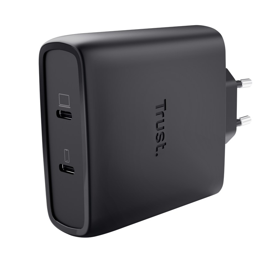 100W Trust Maxo 2x USB-C PPS PD hleðslutæki með USB-C kapli, svartur - image 2 [8d97f7b5c7]