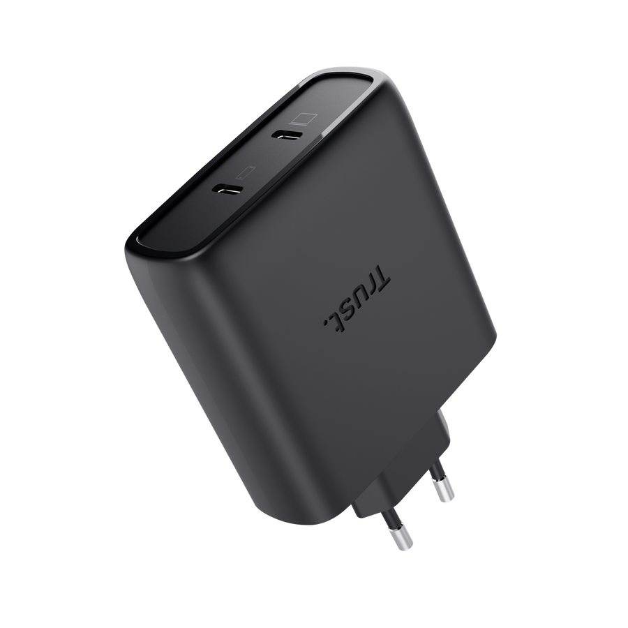 100W Trust Maxo 2x USB-C PPS PD hleðslutæki með USB-C kapli, svartur - image 3 [b519b19880]