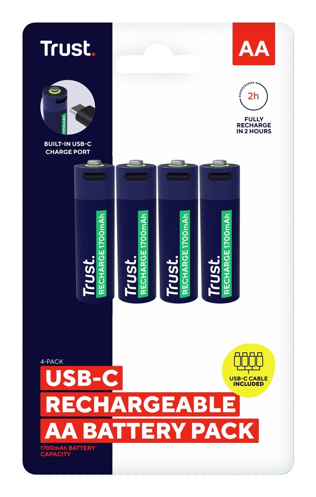 Trust endurhlaðanlegar USB-C AA rafhlöður, 4stk - image 9 [6d8c937f54]