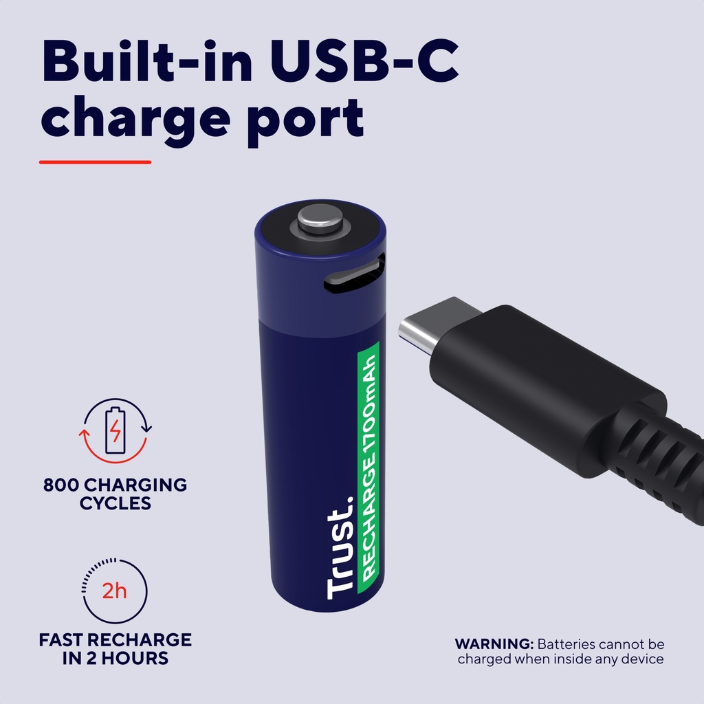 Trust endurhlaðanlegar USB-C AA rafhlöður, 4stk - image 11 [c7c94c2820]