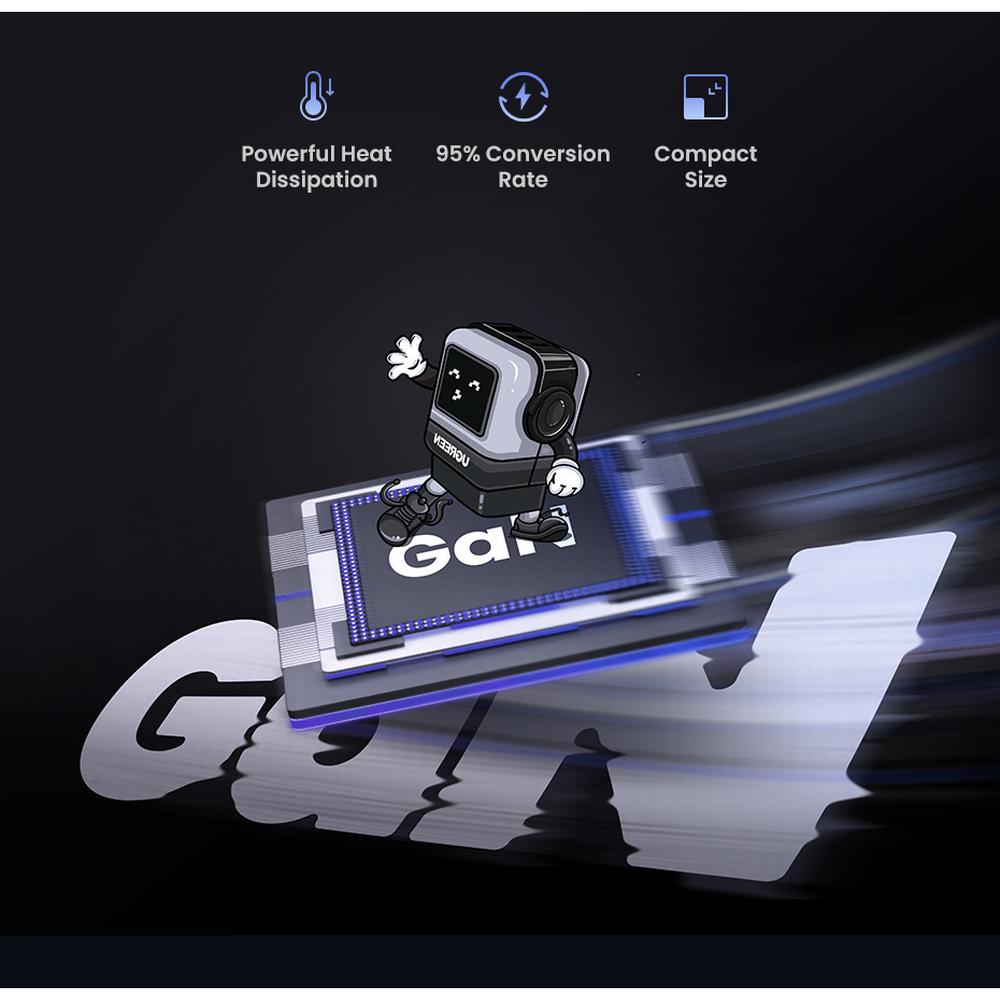 65W UGREEN Uno 2x USB-C, 1x USB-A PPS PD QC GaN hleðslutæki, svart - image 16 [88e5ee53c8]