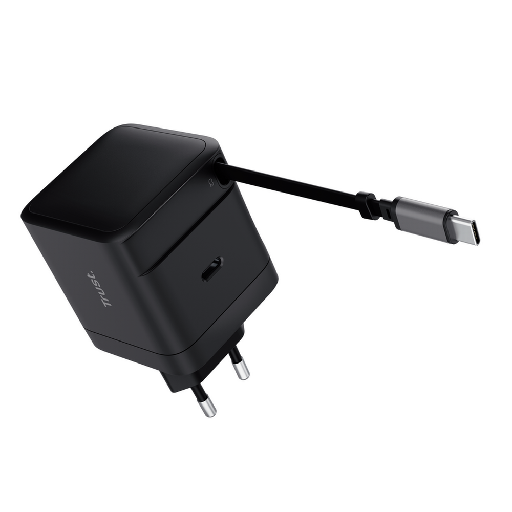 65W Trust Maxo USB-C PPS PD hleðslutæki með útdraganlegum USB-C kapli, svartur - image 5 [ae86339feb]