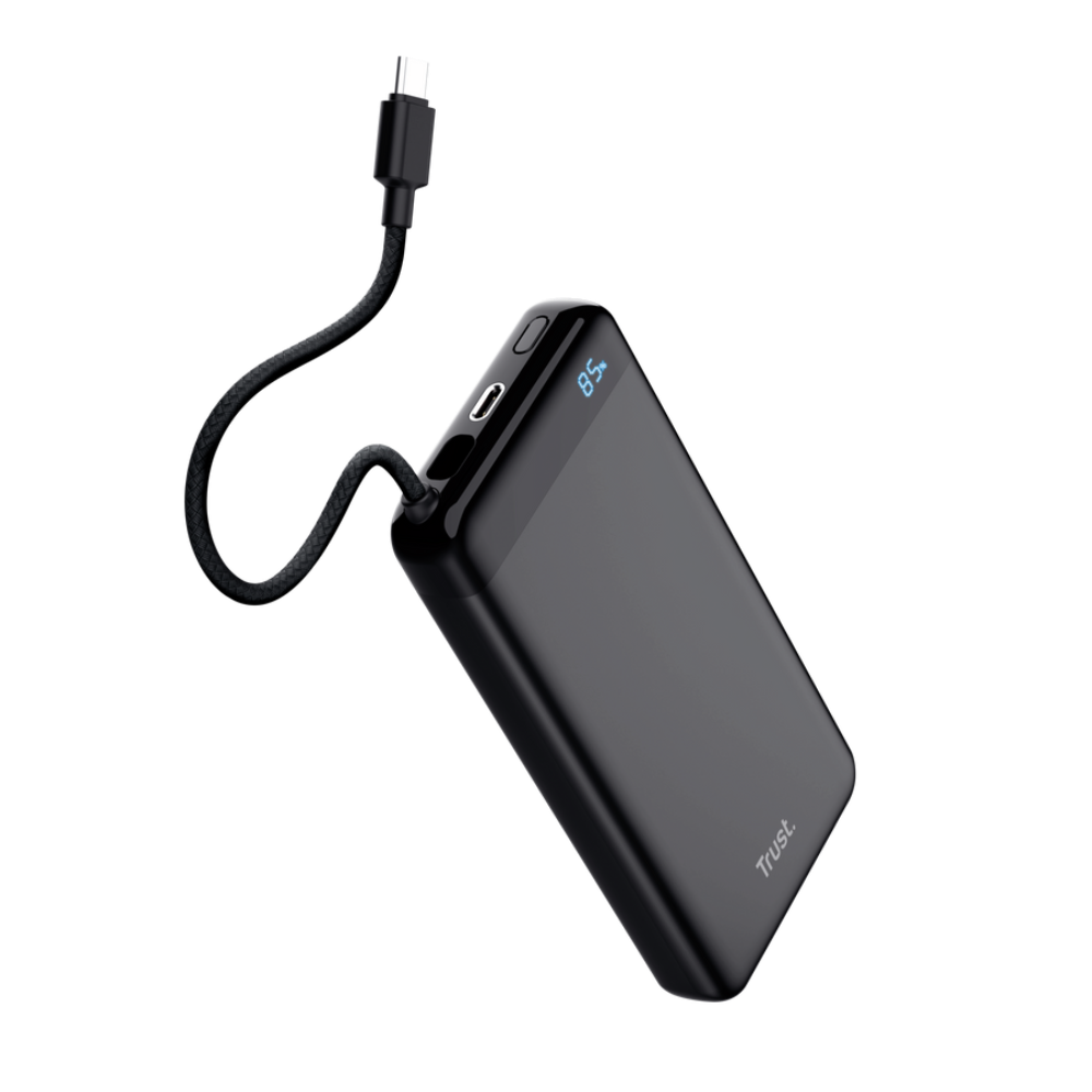 Trust Fiera 20.000mAh 20W USB-C ferðarafhlaða með USB-C snúru og LED skjá, svört - image 3 [99b0ba2778]