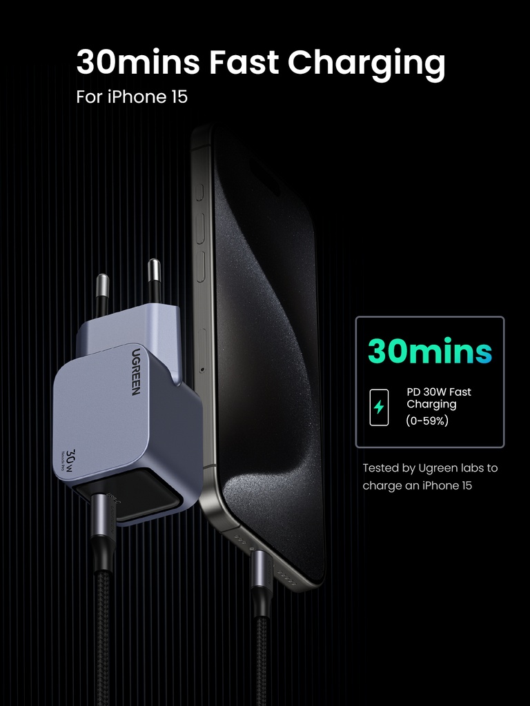 30W UGREEN Nexode Pro USB-C PD QC GaN hleðslutæki - image 17 [a519668e9b]