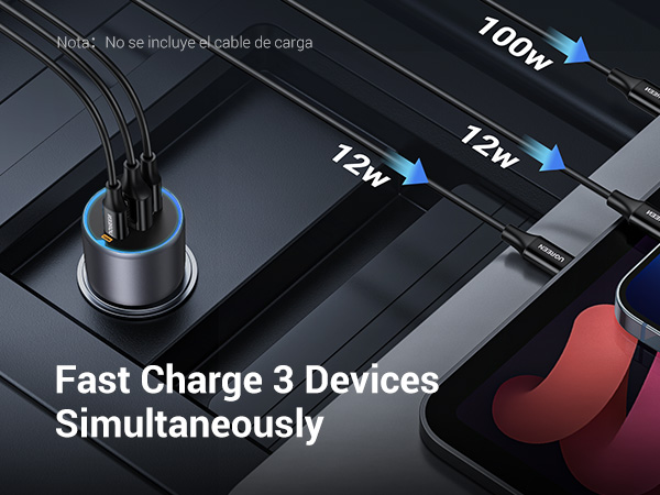 130W UGREEN 2x USB-C, 1x USB-A PPS PD QC hleðslutæki í bíl - image 16 [7653df3ffd]