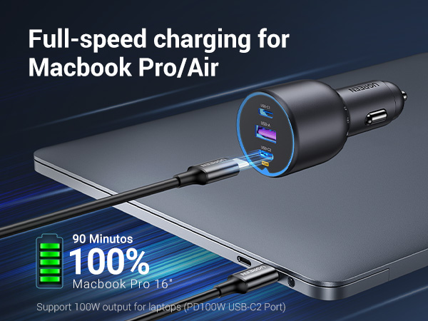130W UGREEN 2x USB-C, 1x USB-A PPS PD QC hleðslutæki í bíl - image 18 [e0ac6a9fb9]