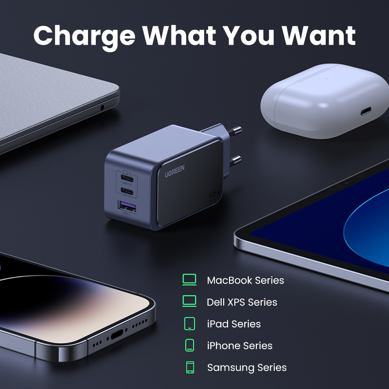 65W UGREEN Nexode S 2x USB-C, 1x USB-A PPS PD QC GaN hleðslutæki - image 13 [a7530e3494]