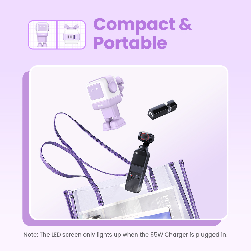 65W UGREEN Uno 2x USB-C, 1x USB-A PPS PD QC GaN hleðslutæki, fjólublátt - image 12 [eaa3bada6d]