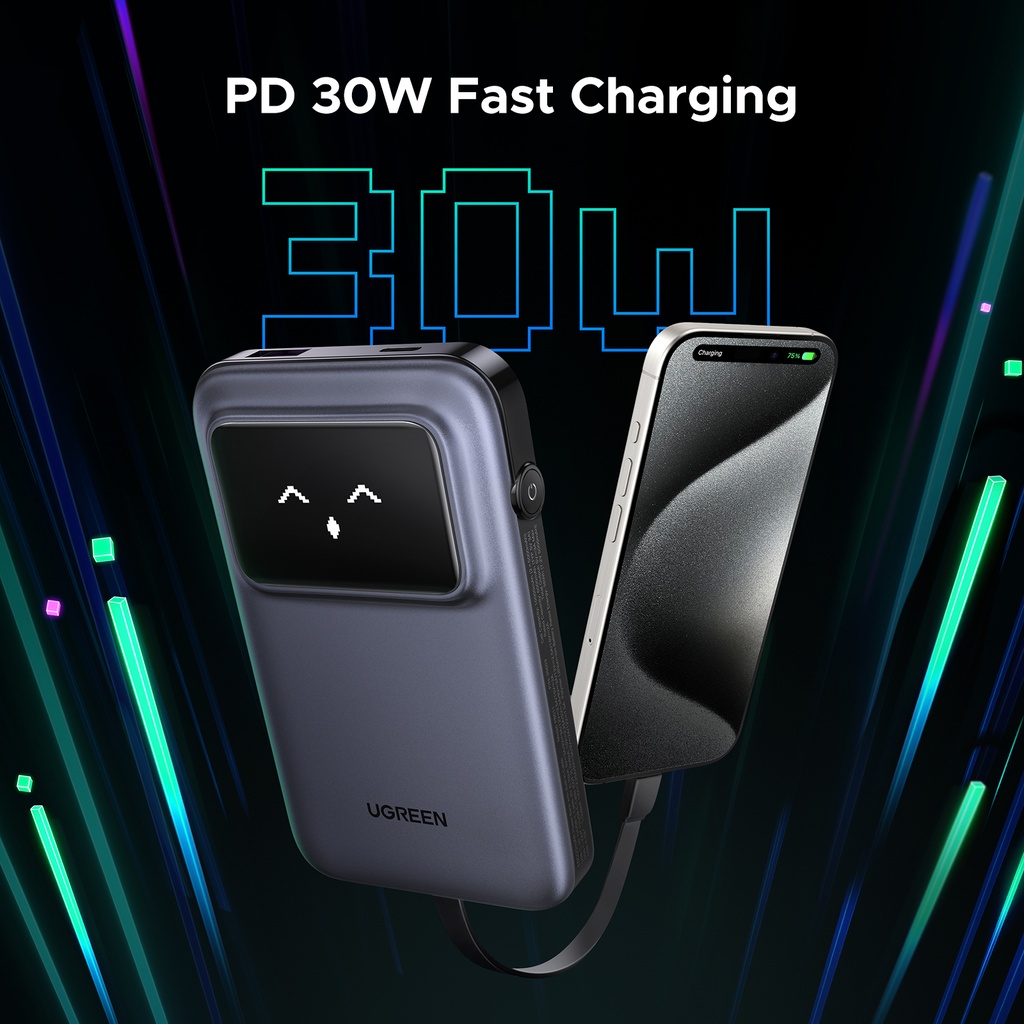 UGREEN Uno 10.000mAh ferðarafhlaða, PD 30W, með innb. kapli - image 13 [b0fadaa51d]