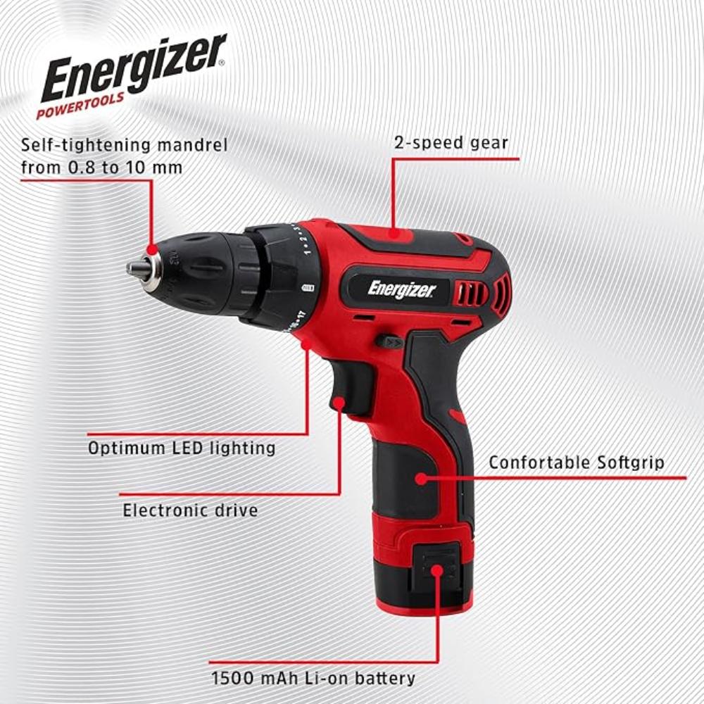 Energizer 12V þráðlaus skrúfvél/borvél með 12V hleðslurafhlöðu, USB-C - image 2 [d73ce6fd36]