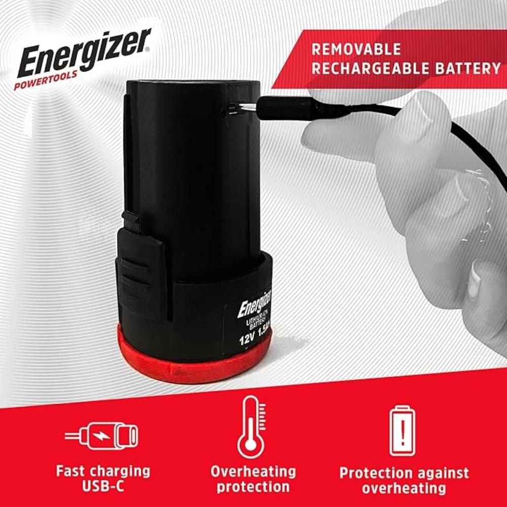Energizer 12V þráðlaus skrúfvél/borvél með 12V hleðslurafhlöðu, USB-C - image 4 [179555e9dc]