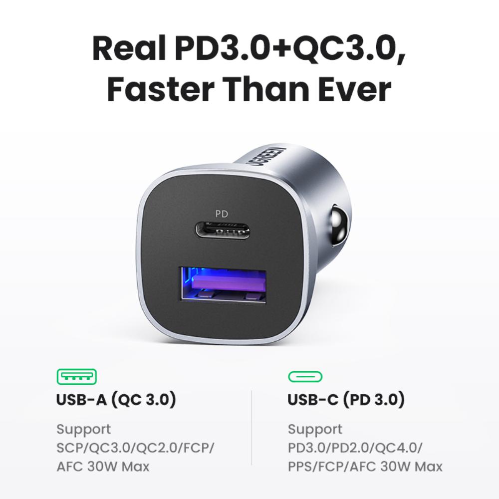 30W UGREEN 1x USB-C, 1x USB-A PD hleðslutæki í bíl - image 6 [c5c722321d]