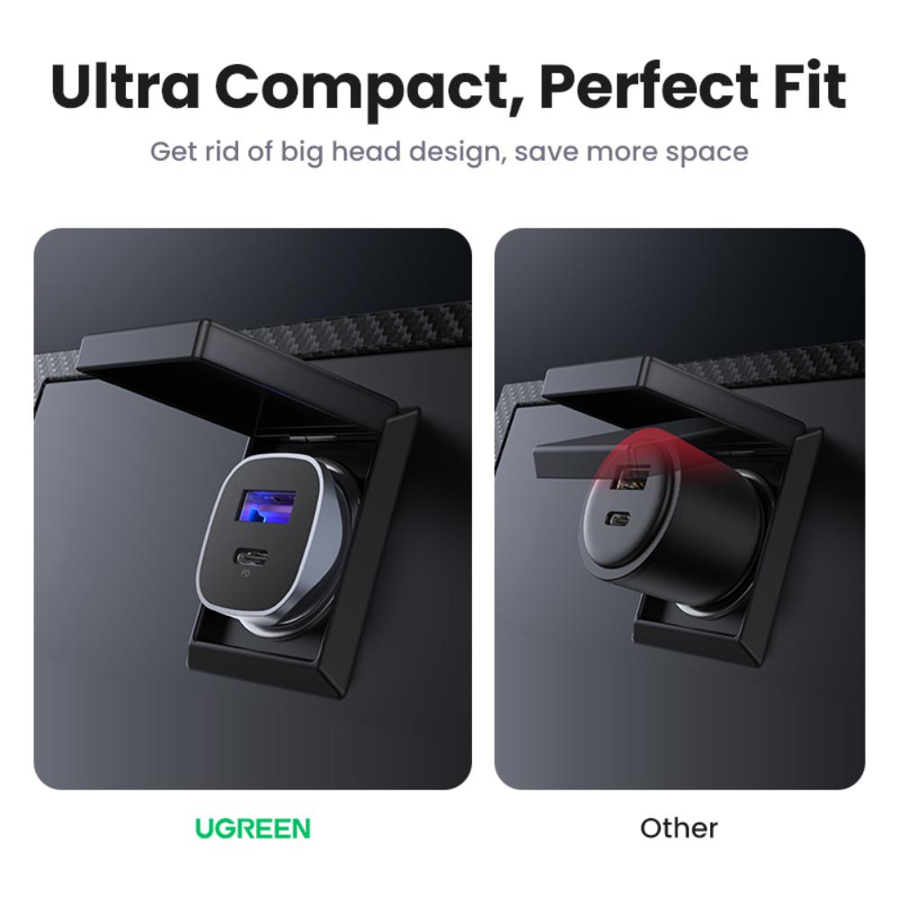 30W UGREEN 1x USB-C, 1x USB-A PD hleðslutæki í bíl - image 8 [09f3845bb1]