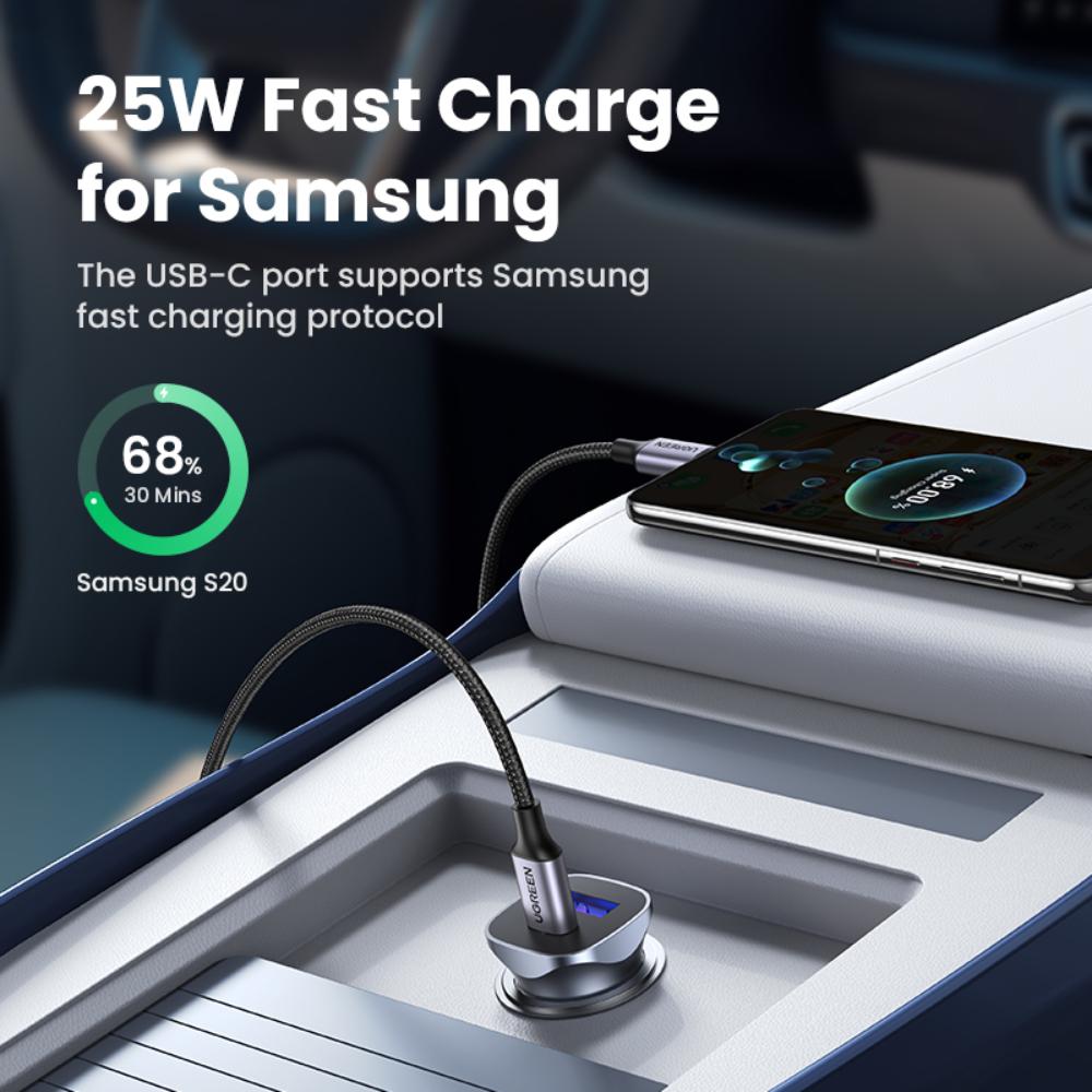 30W UGREEN 1x USB-C, 1x USB-A PD hleðslutæki í bíl - image 11 [292bce310f]