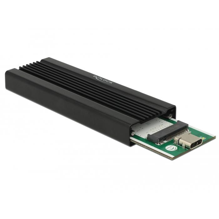 Delock 80mm M.2 hýsing, USB-C, Key M, Svört - image 2 [0ec17b35e6]