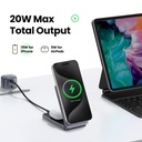 15W UGREEN Qi2 MagSafe þráðlaus 2-in-1 hleðslustöð, grá - image 2 [d179580f3c]