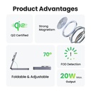 15W UGREEN Qi2 MagSafe þráðlaus 2-in-1 hleðslustöð, grá - image 3 [9246500d4f]