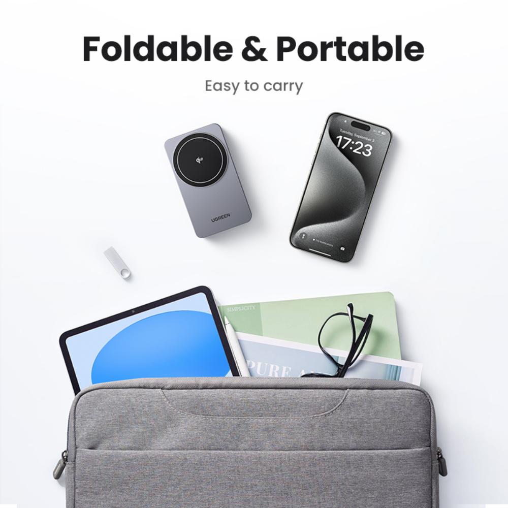 15W UGREEN Qi2 MagSafe þráðlaus 2-in-1 hleðslustöð, grá - image 10 [fbb29e8618]