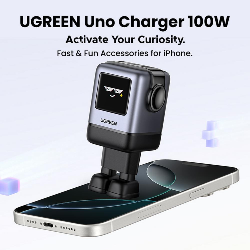 100W UGREEN Uno 3x USB-C, 1x USB-A PPS PD QC GaN hleðslutæki, svart - image 18 [f4f70435a6]