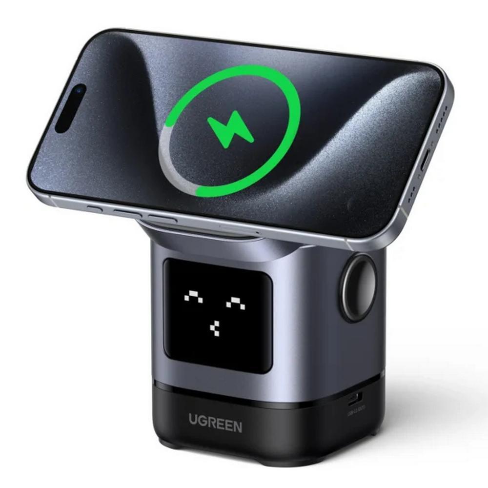 15W UGREEN Uno Qi2 MagSafe þráðlaust 2-in-1 helðslutæki, svart - image 3 [92e0a1c504]